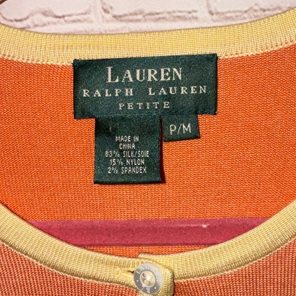 LAUREN RALPH LAUREN Silk Blend Cardigan Sweater, Size Petite Medium - Picture 3 of 6